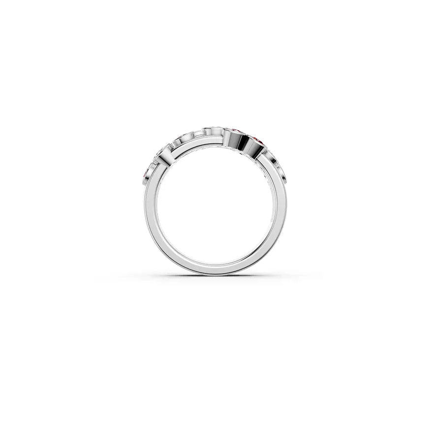 Red Round Bezel Cluster Ring