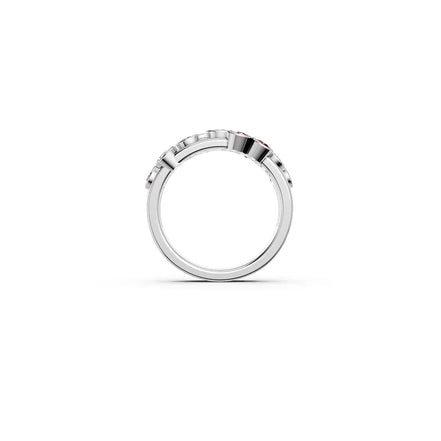 Red Round Bezel Cluster Ring