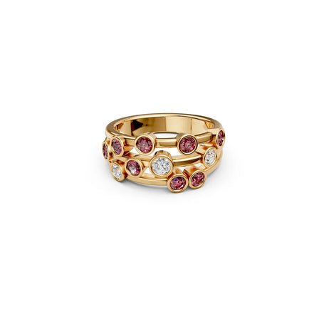 Red Round Bezel Cluster Ring