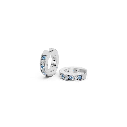 Blue & White Channel-Set Huggie Earrings
