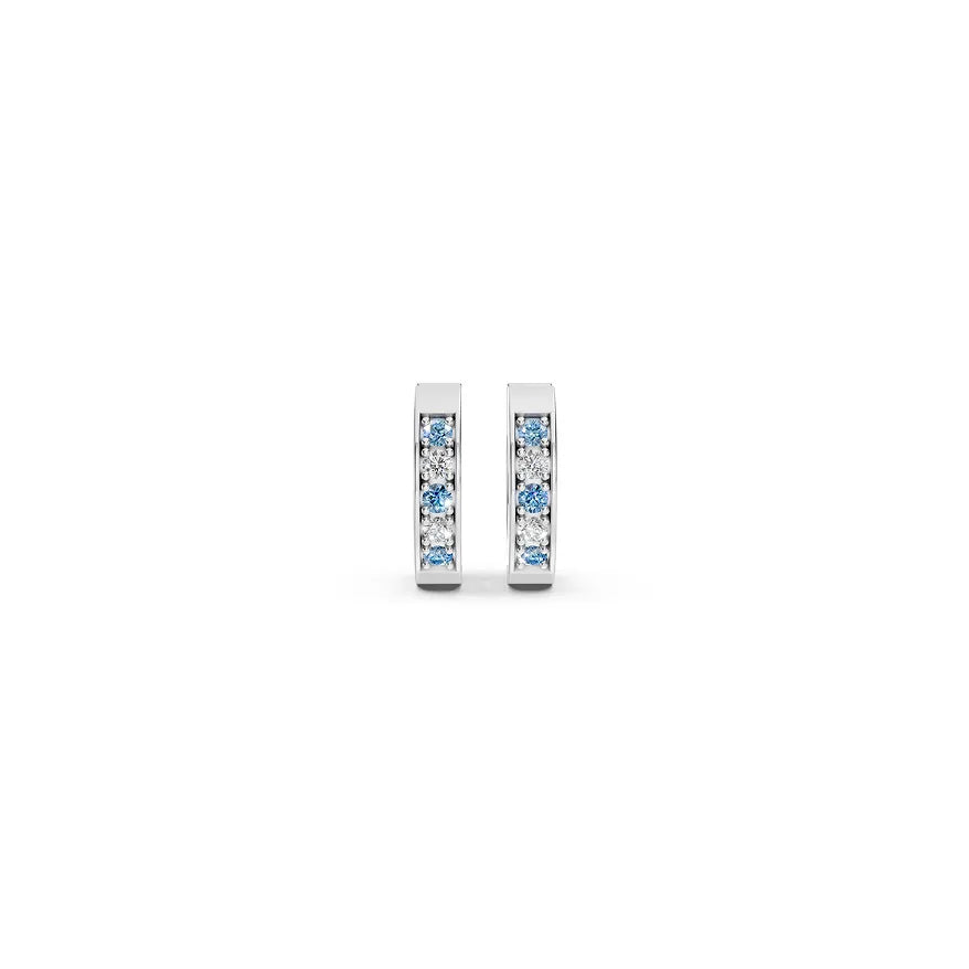 Blue & White Channel-Set Huggie Earrings