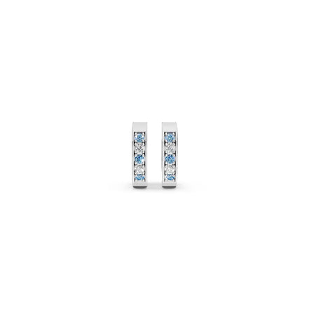 Blue & White Channel-Set Huggie Earrings