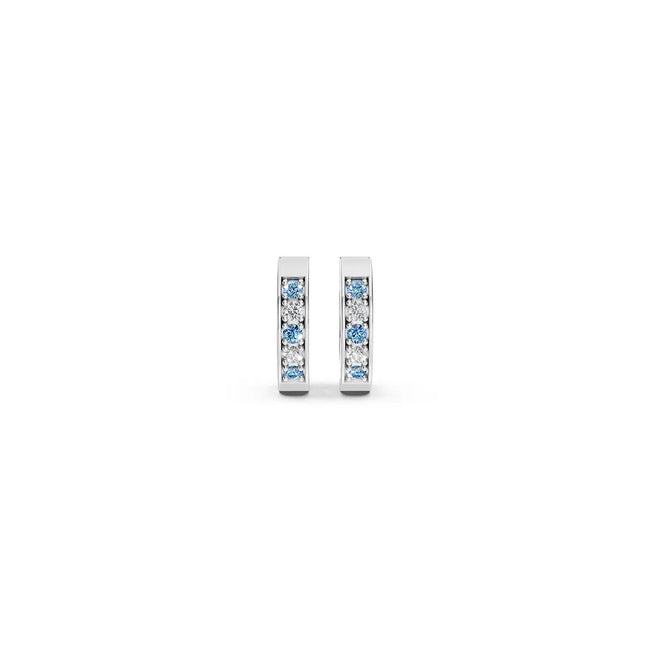 Blue & White Channel-Set Huggie Earrings