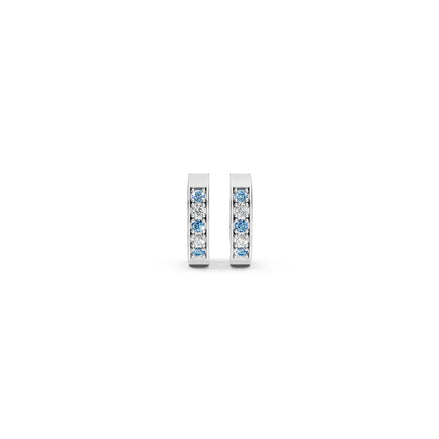 Blue & White Channel-Set Huggie Earrings