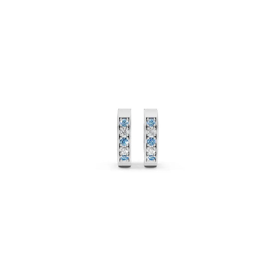 Blue & White Channel-Set Huggie Earrings