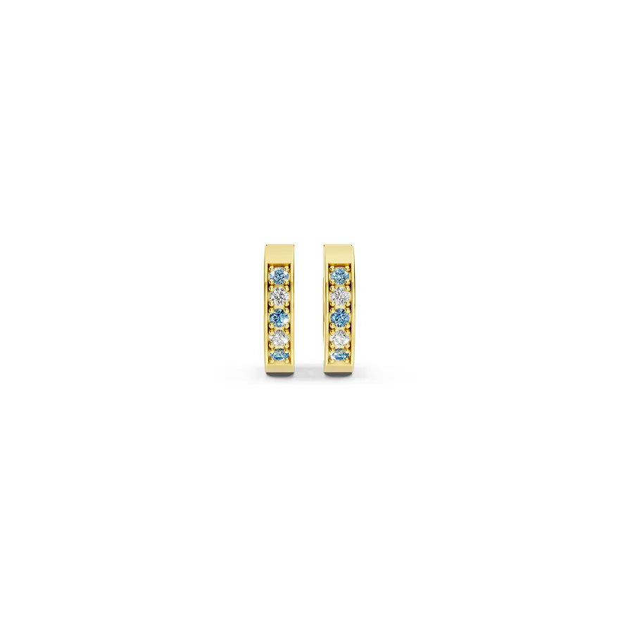 Blue & White Channel-Set Huggie Earrings