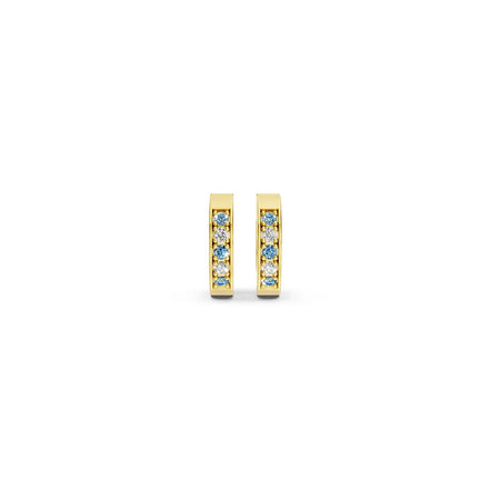Blue & White Channel-Set Huggie Earrings