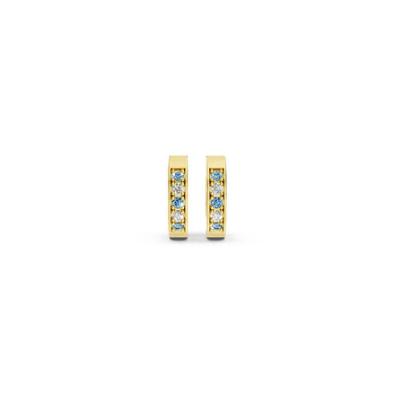 Blue & White Channel-Set Huggie Earrings