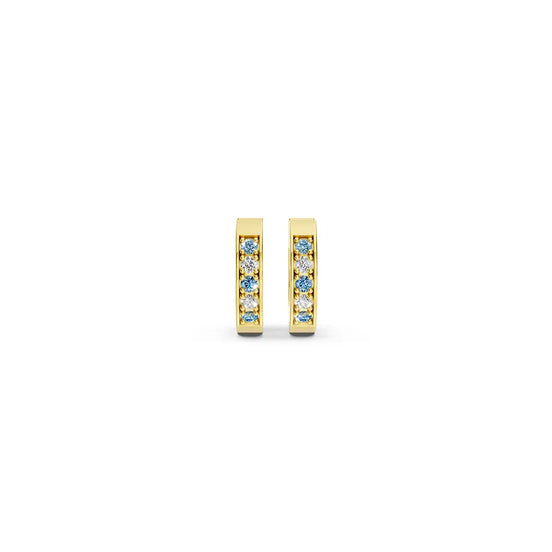 Blue & White Channel-Set Huggie Earrings