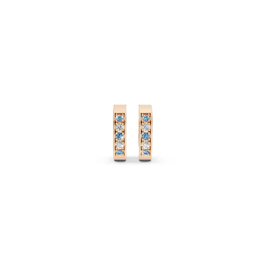 Blue & White Channel-Set Huggie Earrings