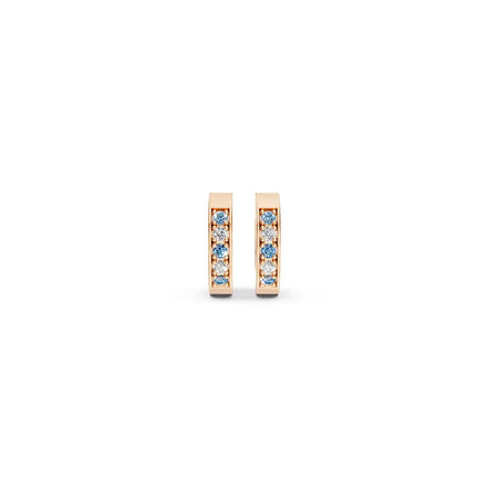Blue & White Channel-Set Huggie Earrings