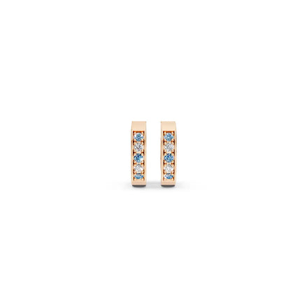 Blue & White Channel-Set Huggie Earrings