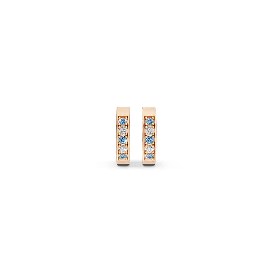 Blue & White Channel-Set Huggie Earrings