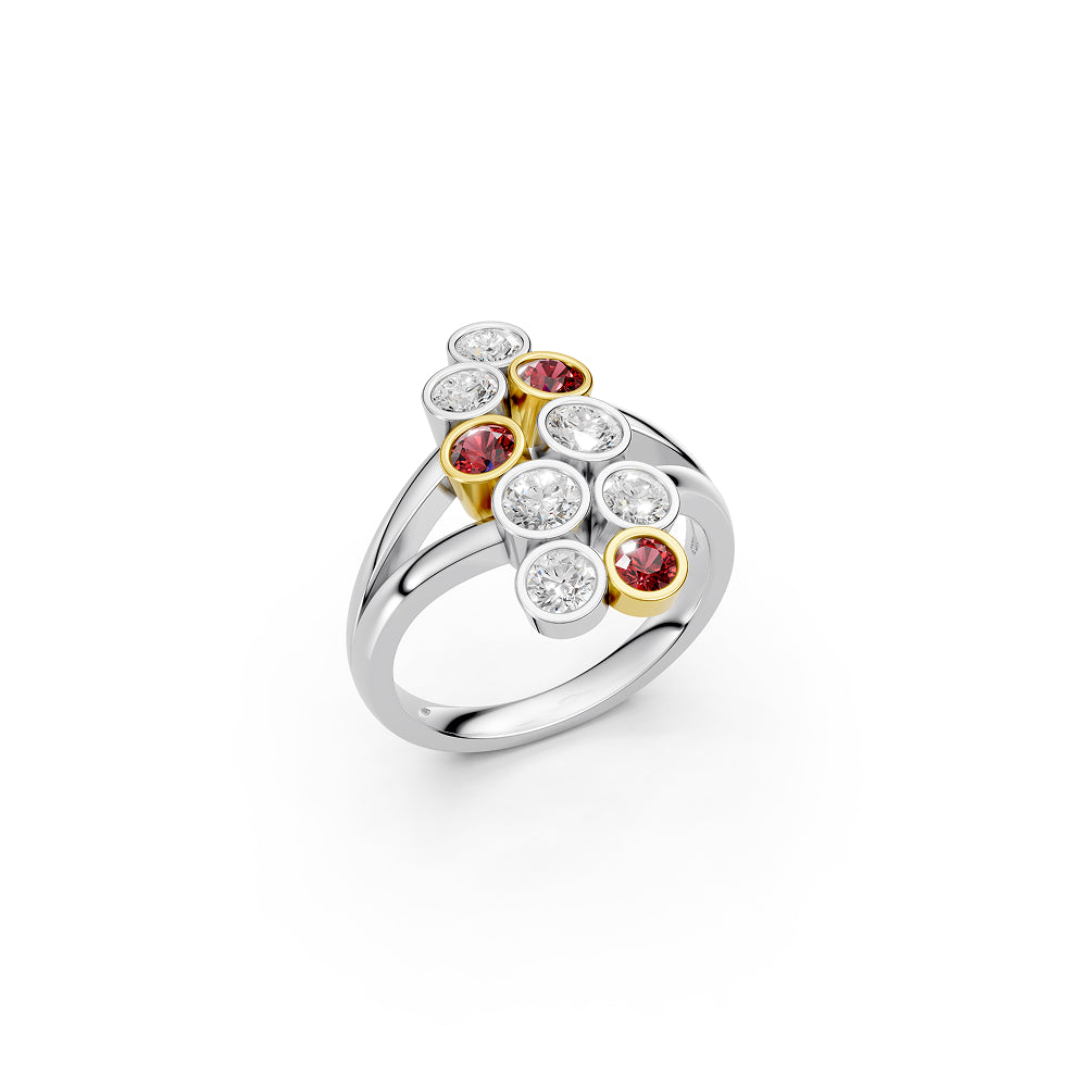 Golden Ruby Blossom Ring
