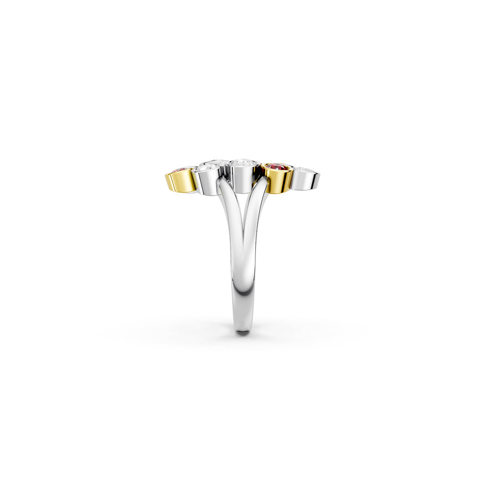 Golden Ruby Blossom Ring