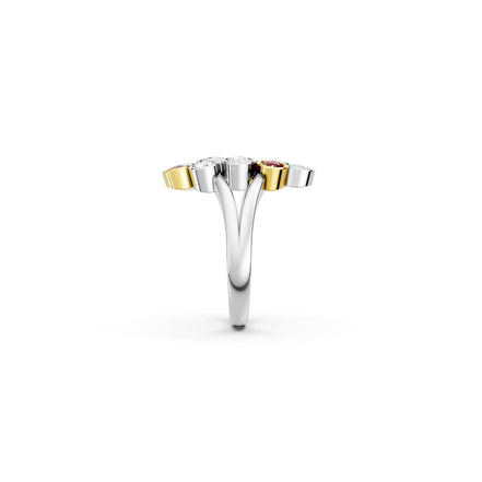 Golden Ruby Blossom Ring