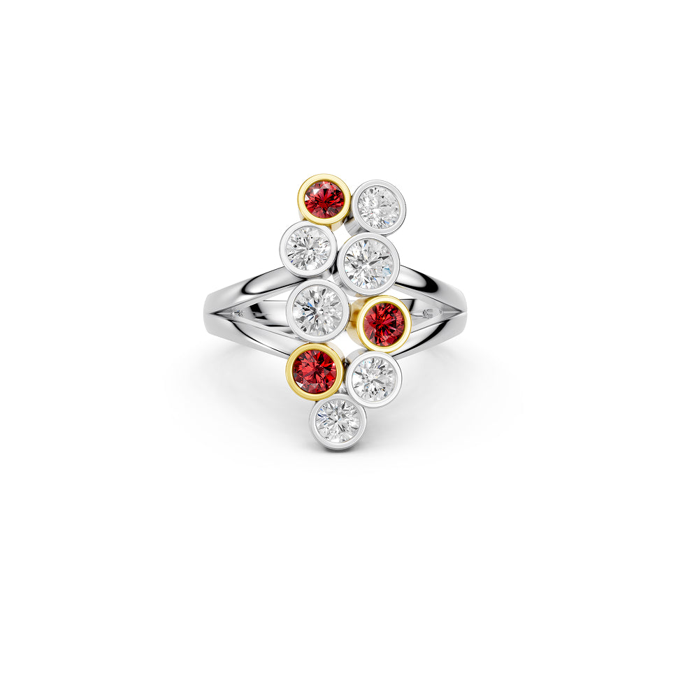 Golden Ruby Blossom Ring