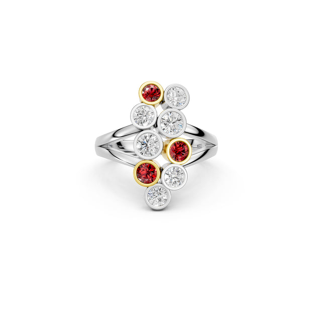 Golden Ruby Blossom Ring