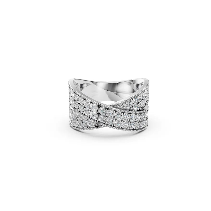 White Pavé Crisscross Band