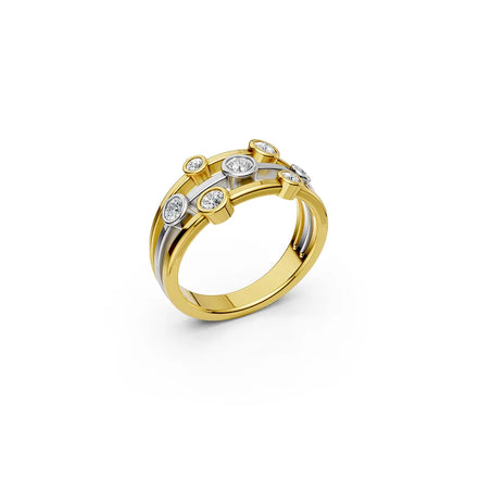 Two-Tone Round Bezel Mutli-Stone Ring