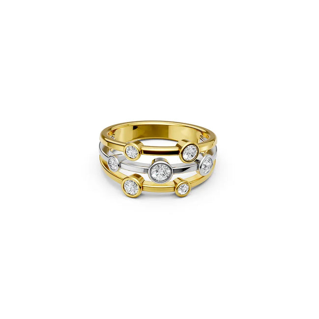 Two-Tone Round Bezel Mutli-Stone Ring
