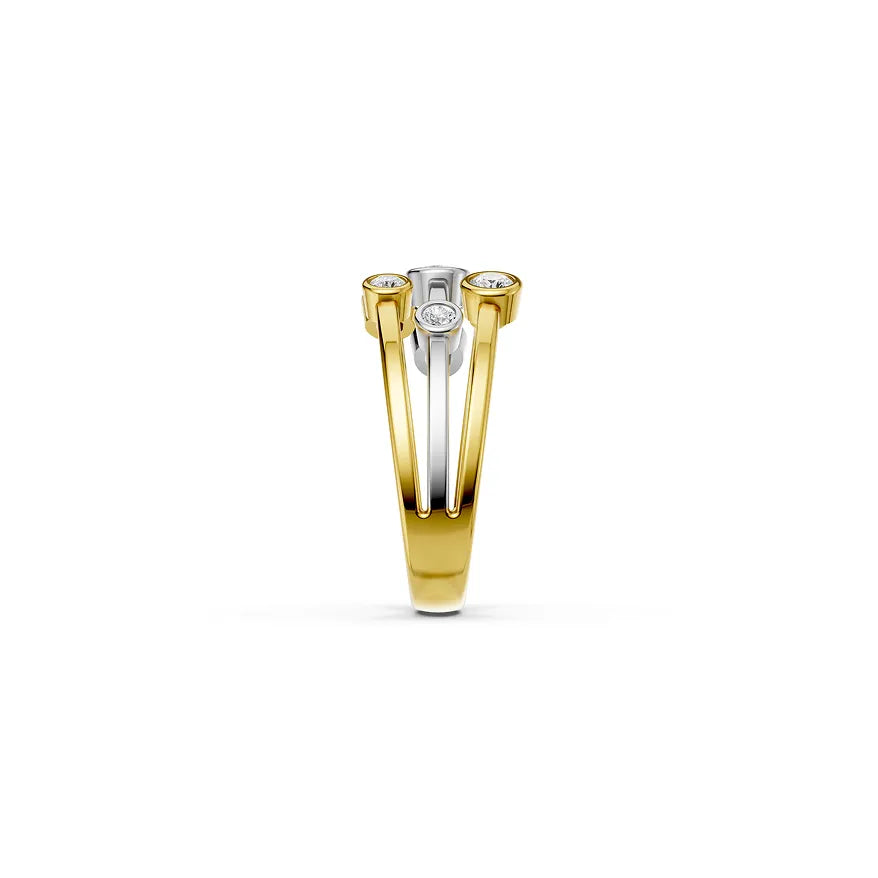 Two-Tone Round Bezel Mutli-Stone Ring