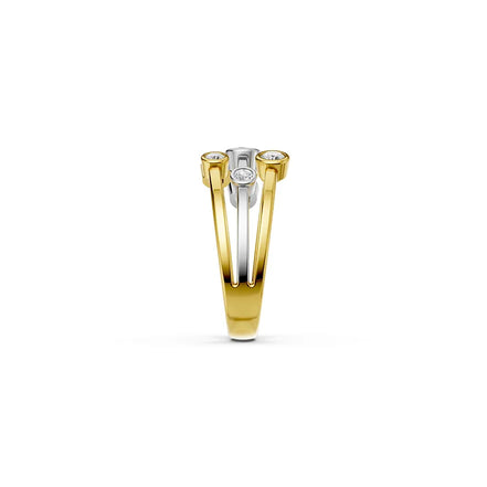 Two-Tone Round Bezel Mutli-Stone Ring