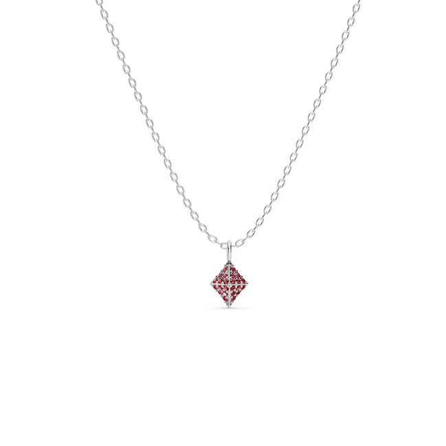 Ruby Pavé Diamond-Shaped Pendant