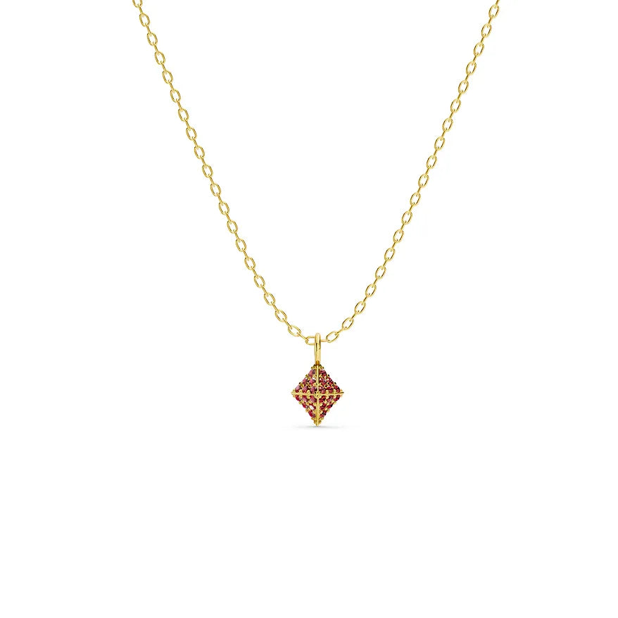 Ruby Pavé Diamond-Shaped Pendant