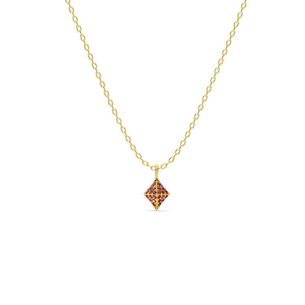 Ruby Pavé Diamond-Shaped Pendant