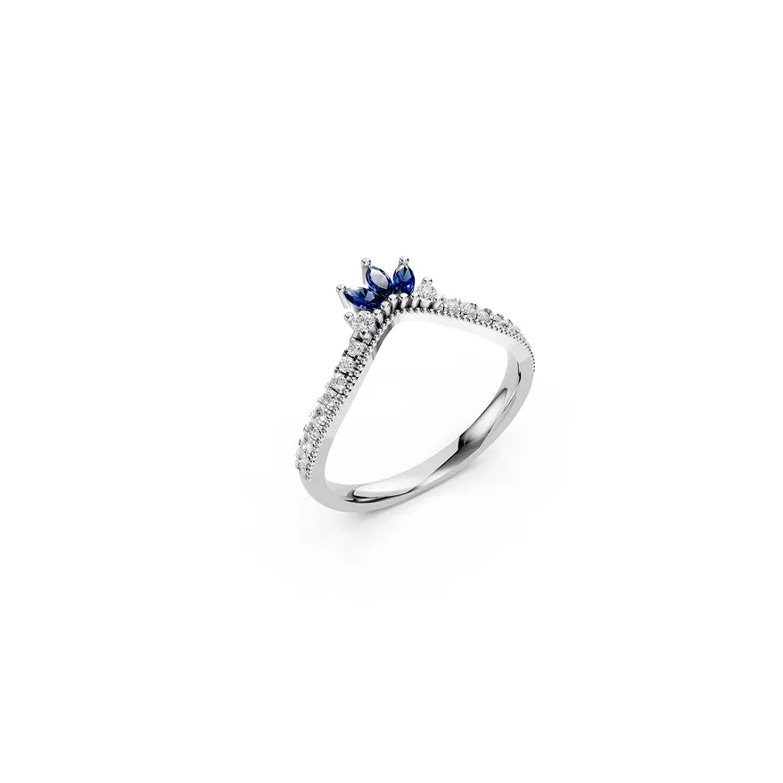 Blue Marquise Cluster Pavé Ring