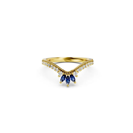 Blue Marquise Cluster Pavé Ring