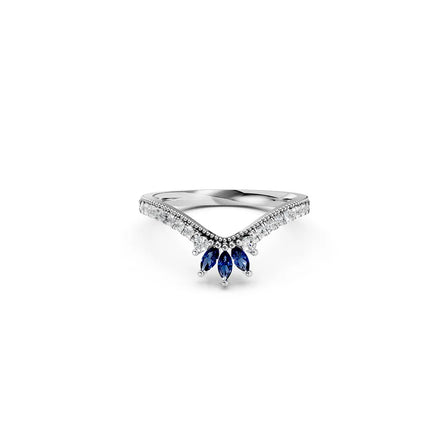 Blue Marquise Cluster Pavé Ring