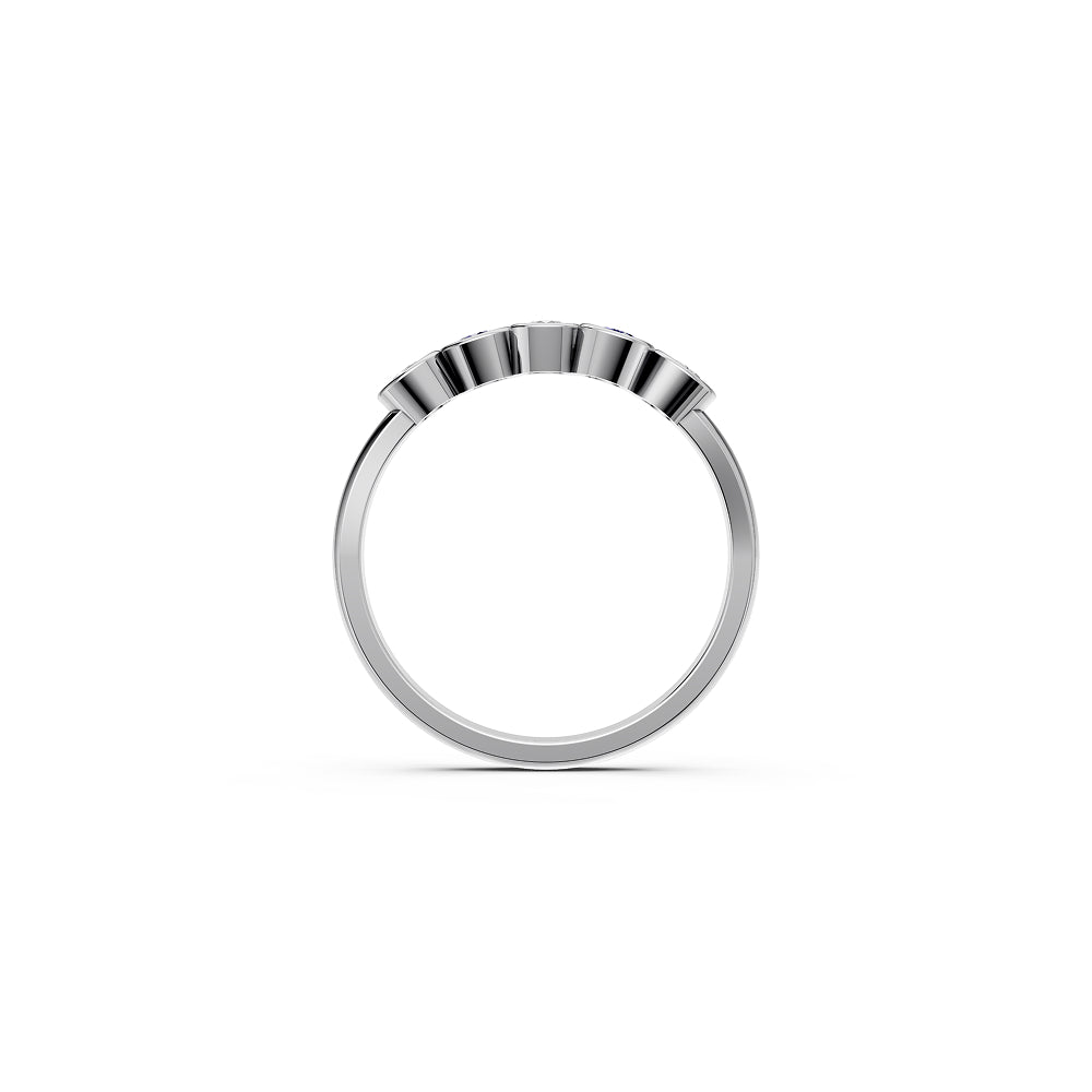 Alternating Round Bezel Ring