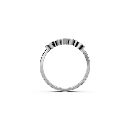 Alternating Round Bezel Ring