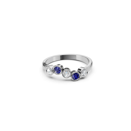 Alternating Round Bezel Ring