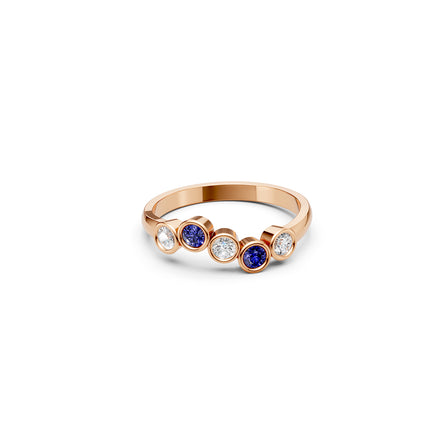 Alternating Round Bezel Ring