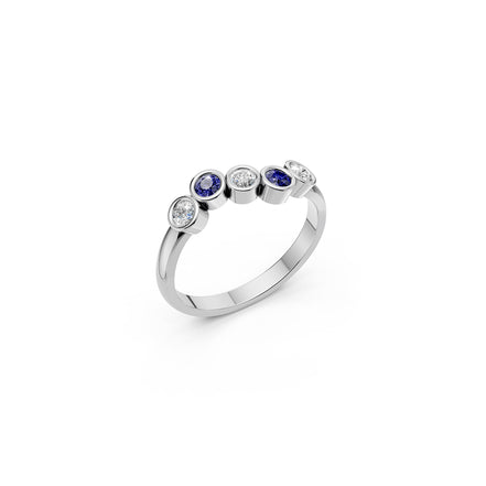Alternating Round Bezel Ring