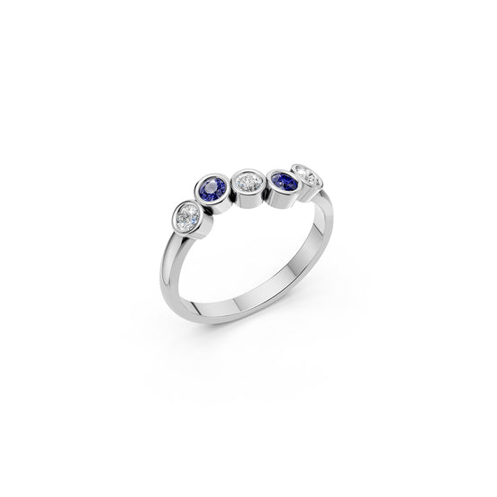 Alternating Round Bezel Ring